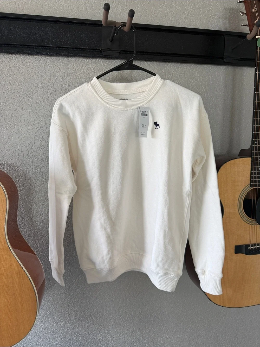Abercrombie kids ivory Crewneck Sweater with Small Logo